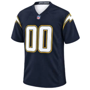 Los Angeles Chargers Navy Custom Jersey front with white 00 and gold bolt details