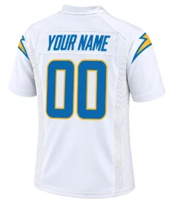 Los Angeles Chargers Custom Name and Number Jersey back with YOUR NAME and blue 00