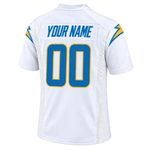 Los Angeles Chargers Custom Name and Number Jersey back with YOUR NAME and blue 00
