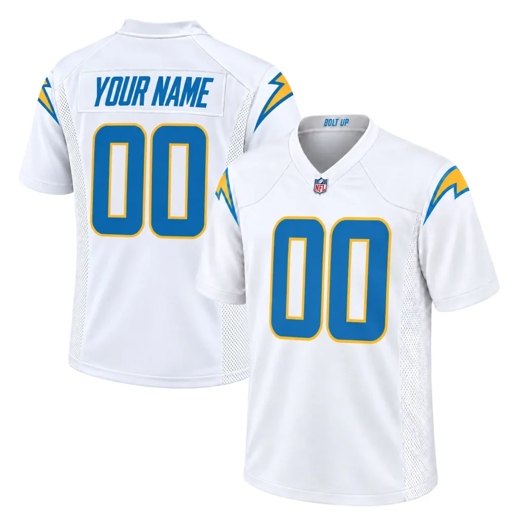Los Angeles Chargers White Jersey Custom Name and Number Dynamic Away Style