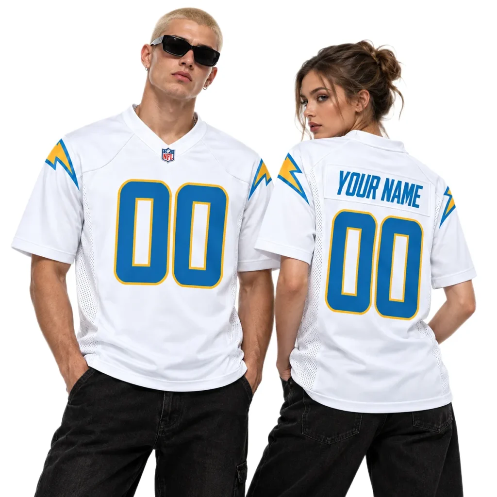 Los Angeles Chargers White Jersey Custom Name and Number Dynamic Away Style