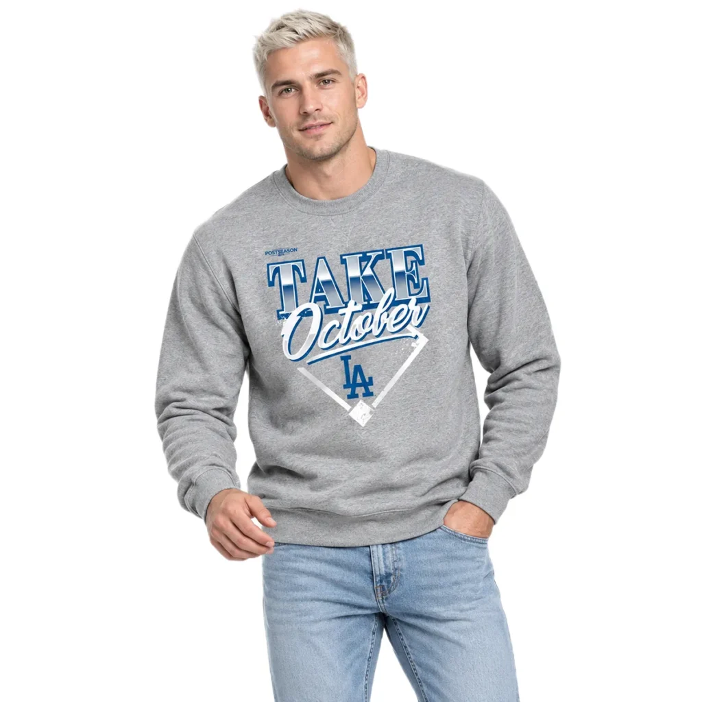 Los Angeles Dodgers 2026 Division Series Champions Sweatshirt – Bold Gray Distressed Locker Room Take October