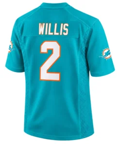 Malik Willis jersey back with WILLIS name and white number 2 outlined in orange