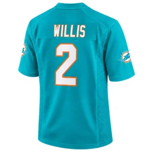 Malik Willis jersey back with WILLIS name and white number 2 outlined in orange
