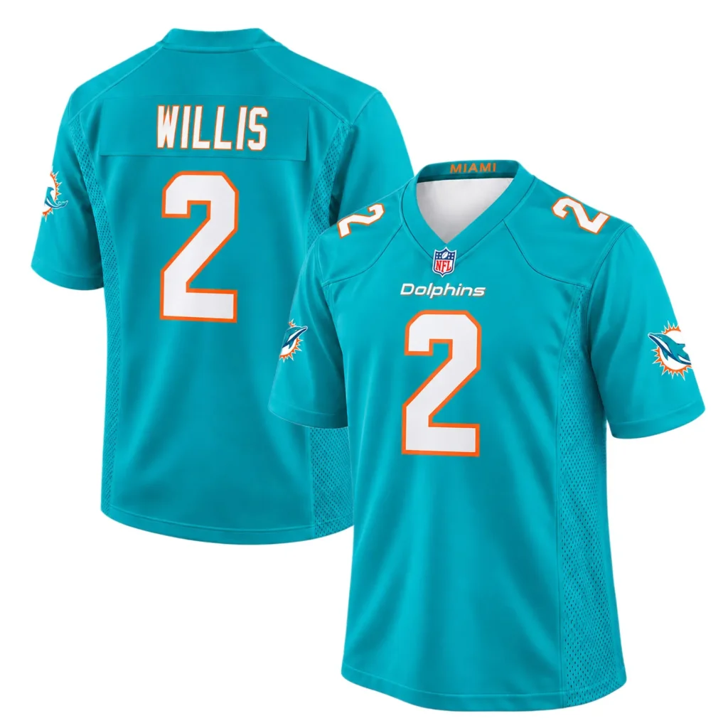 Malik Willis Aqua Jersey 2026 Dynamic Miami Dolphins Home Style