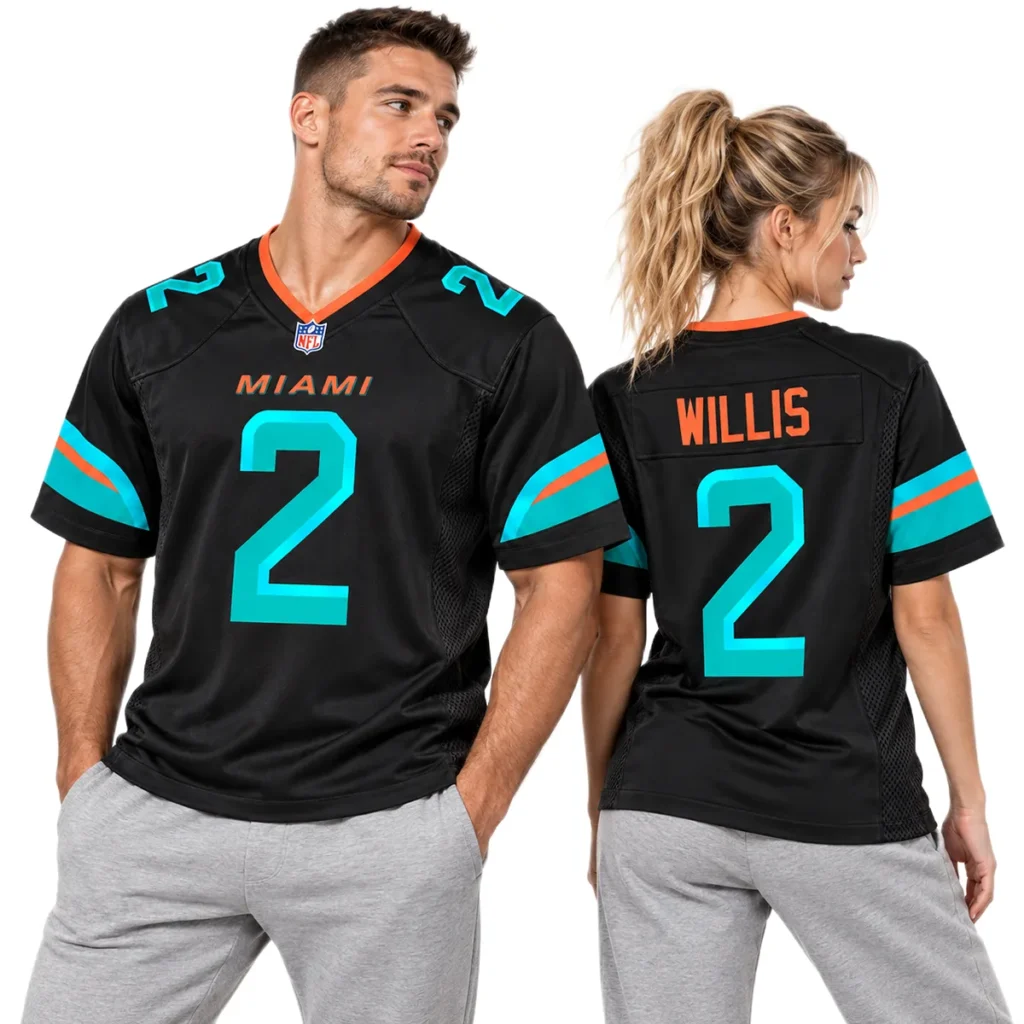 Malik Willis Black Jersey 2026 Bold Miami Dolphins Alternate Style