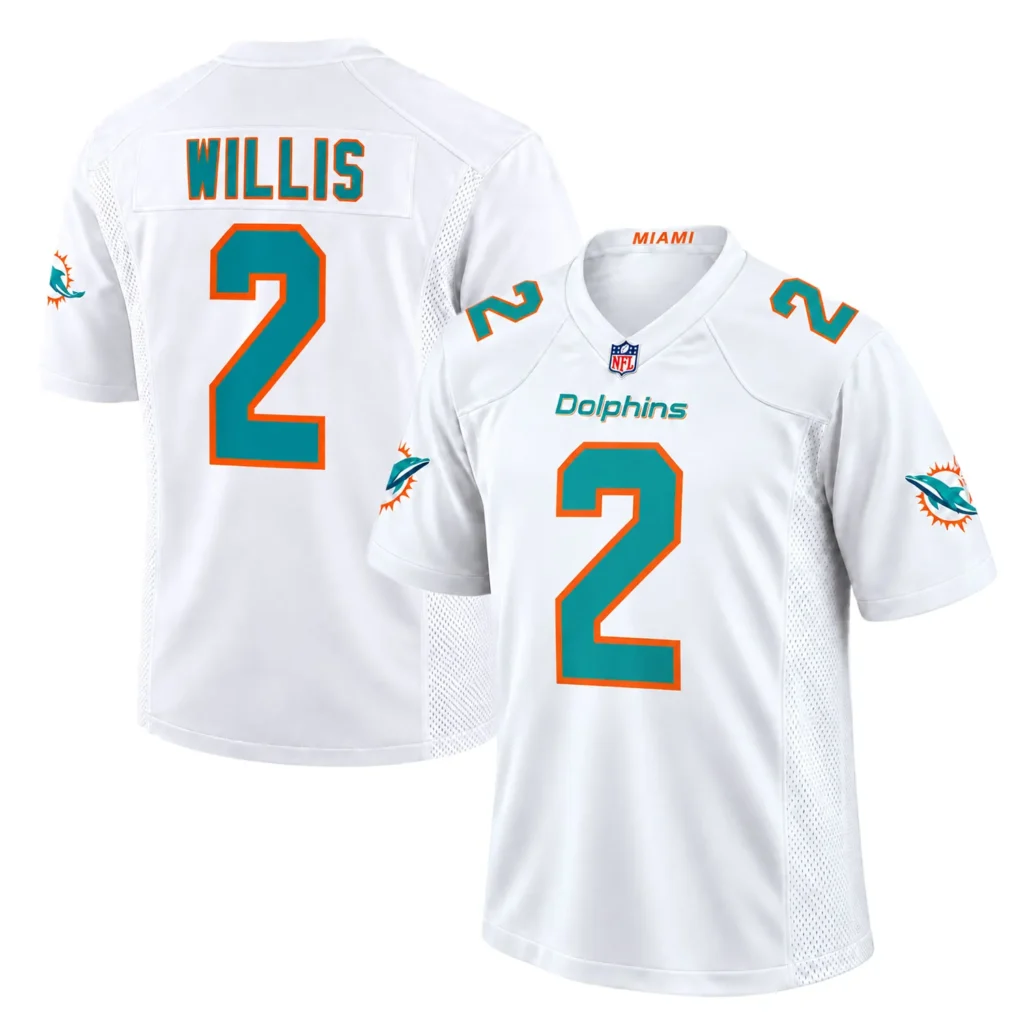 Malik Willis White Jersey 2026 Bold Miami Dolphins Away Style