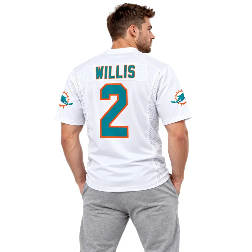 Malik Willis White Jersey 2026 Bold Miami Dolphins Away Style