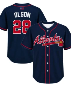 Matt Olson Braves Navy Jersey Elite Alternate baseball