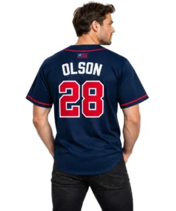 Matt Olson Braves Navy Jersey Elite Alternate baseball