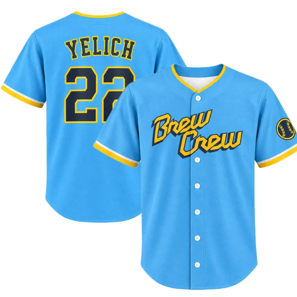 Men's Christian Yelich Brewers Blue Jersey Elite Fan Gear