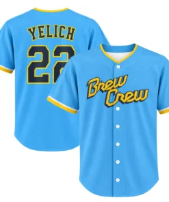 Men's Christian Yelich Brewers Blue Jersey Elite Fan Gear