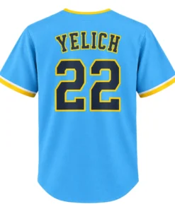 Men's Christian Yelich Brewers Blue Jersey Elite Fan Gear