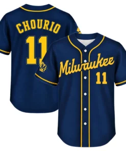 Men's Jackson Chourio Brewers Navy Jersey Bold Away Style
