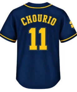 Men's Jackson Chourio Brewers Navy Jersey Bold Away Style