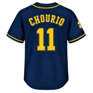 Men's Jackson Chourio Brewers Navy Jersey Bold Away Style