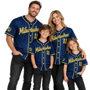 Men's Jackson Chourio Brewers Navy Jersey Bold Away Style