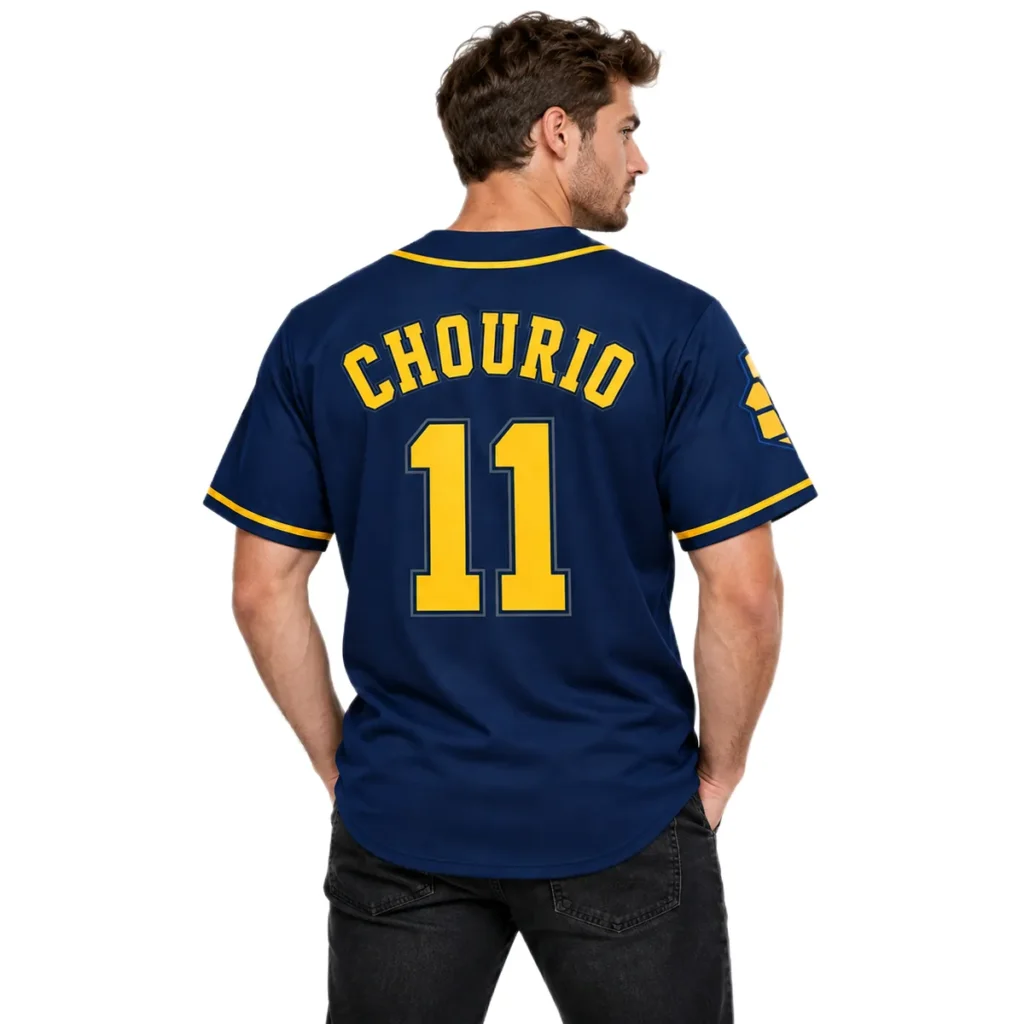 Men's Jackson Chourio Brewers Navy Jersey Bold Away Style