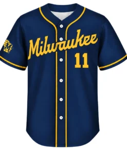 Men's Jackson Chourio Brewers Navy Jersey Bold Away Style