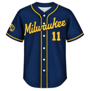 Men's Jackson Chourio Brewers Navy Jersey Bold Away Style