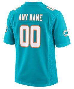 Aqua Miami Dolphins custom jersey back with name and number