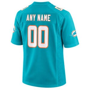 Aqua Miami Dolphins custom jersey back with name and number