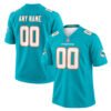 Miami Dolphins aqua custom jersey front and back