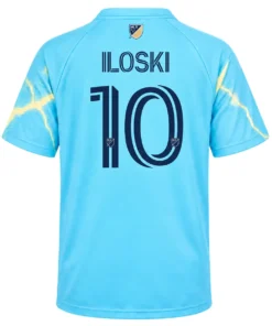 Milan Iloski Philadelphia Union jersey back with navy ILOSKI lettering, number 10 and MLS crest
