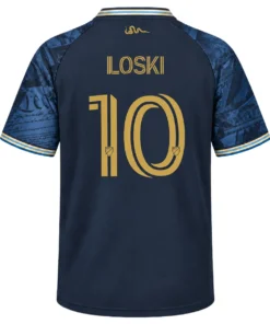 Back of Milan Iloski Philadelphia Union home jersey with gold ILOSKI name, number 10 and snake emblem
