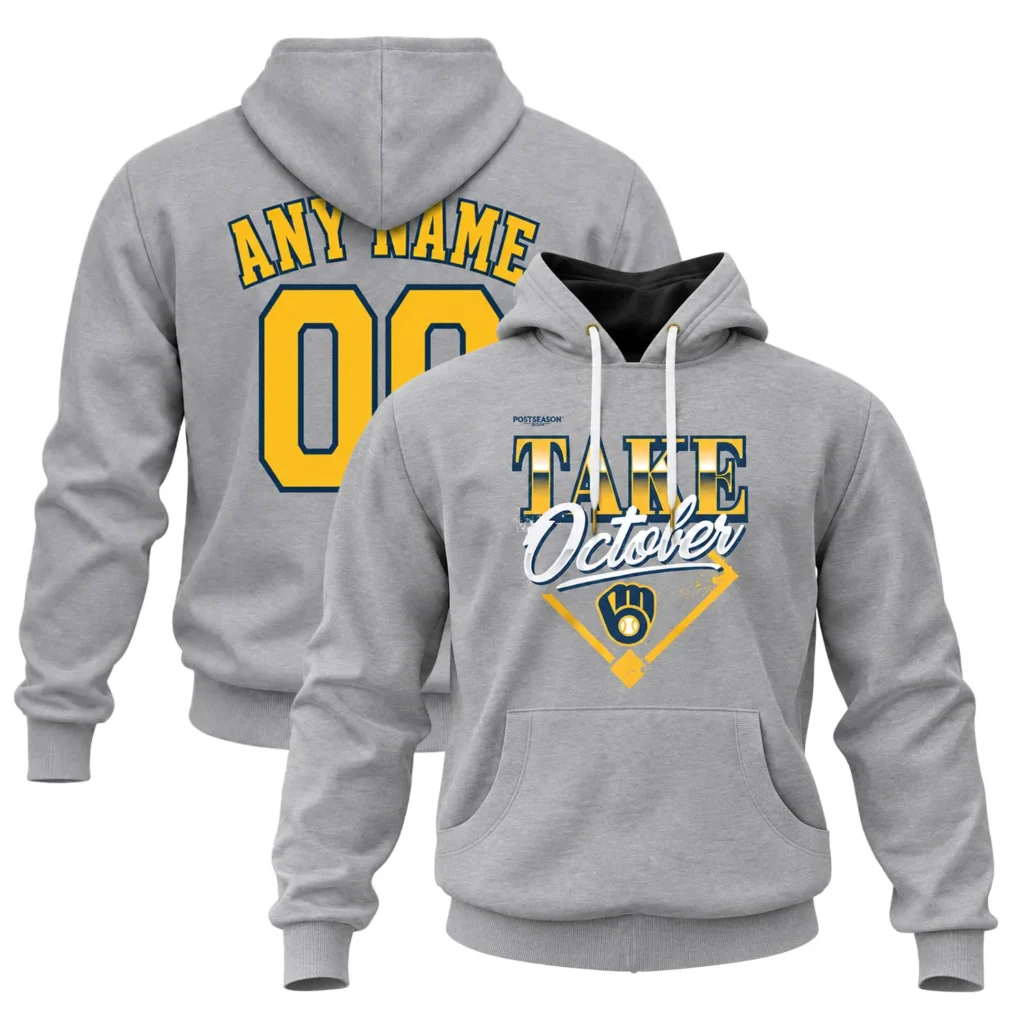 Milwaukee Brewers 2026 Division Series Champions Custom Hoodie – Dynamic Gray Distressed Locker Room Take October