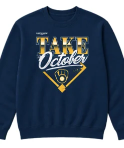 Milwaukee Brewers Locker Room Champions Sweatshirt – Epic Gray Distressed Division Series Take October