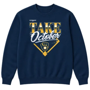Milwaukee Brewers Locker Room Champions Sweatshirt – Epic Gray Distressed Division Series Take October