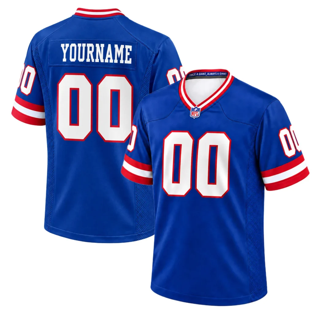 NY Giants Throwback Jersey Blue 2026 Custom Bold Name & Number