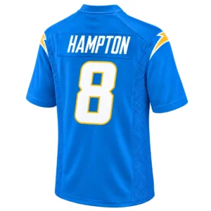 Omarion Hampton Jersey back with HAMPTON name and white number 8