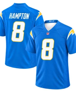 Omarion Hampton Powder Blue Jersey front and back featuring number 8