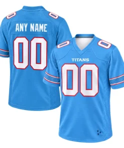Personalized Tennessee Titans Home Jersey front and back views with TITANS chest lettering and custom name and number 00