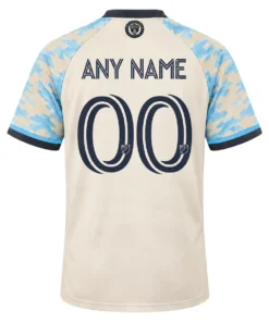 Philadelphia Union retro away jersey back featuring ANY NAME, navy number 00 and club crest