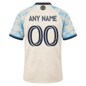 Philadelphia Union retro away jersey back featuring ANY NAME, navy number 00 and club crest
