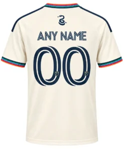 Philadelphia Union third jersey back with navy snake emblem, custom ANY NAME lettering and number 00