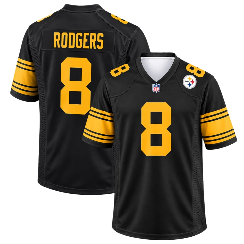 Pittsburgh Steelers Aaron Rodgers Black Alternate Jersey – Elite QB Style