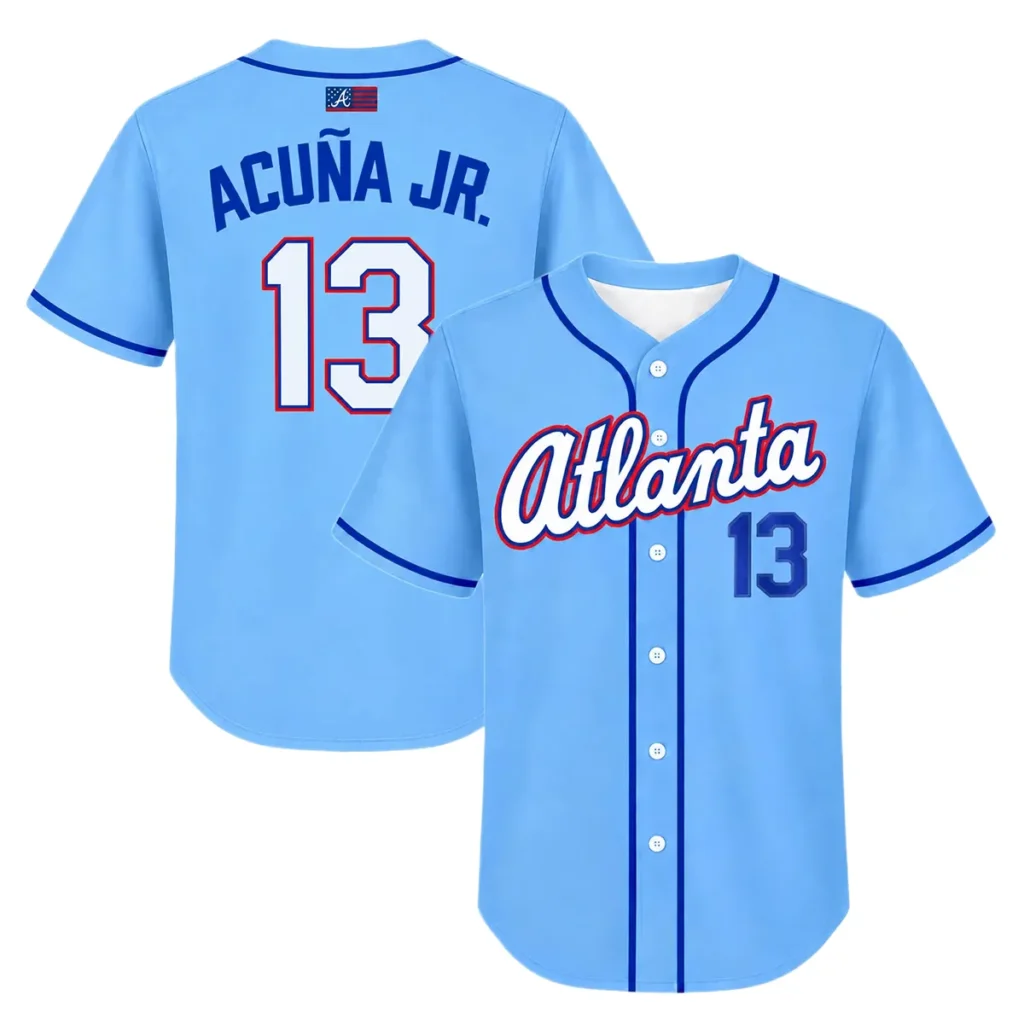 Ronald Acuna Jr. Blue Braves Jersey Memorable throwback style