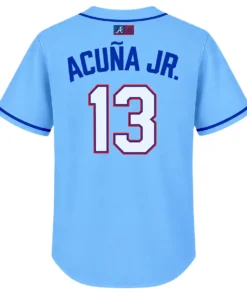 Ronald Acuna Jr. Blue Braves Jersey Memorable throwback style