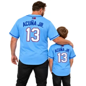 Ronald Acuna Jr. Blue Braves Jersey Memorable throwback style