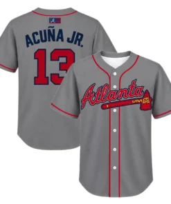 Ronald Acuna Jr. Braves Gray Jersey Vibrant MLB Road baseball style