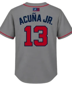 Ronald Acuna Jr. Braves Gray Jersey Vibrant MLB Road baseball style