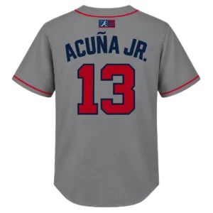 Ronald Acuna Jr. Braves Gray Jersey Vibrant MLB Road baseball style