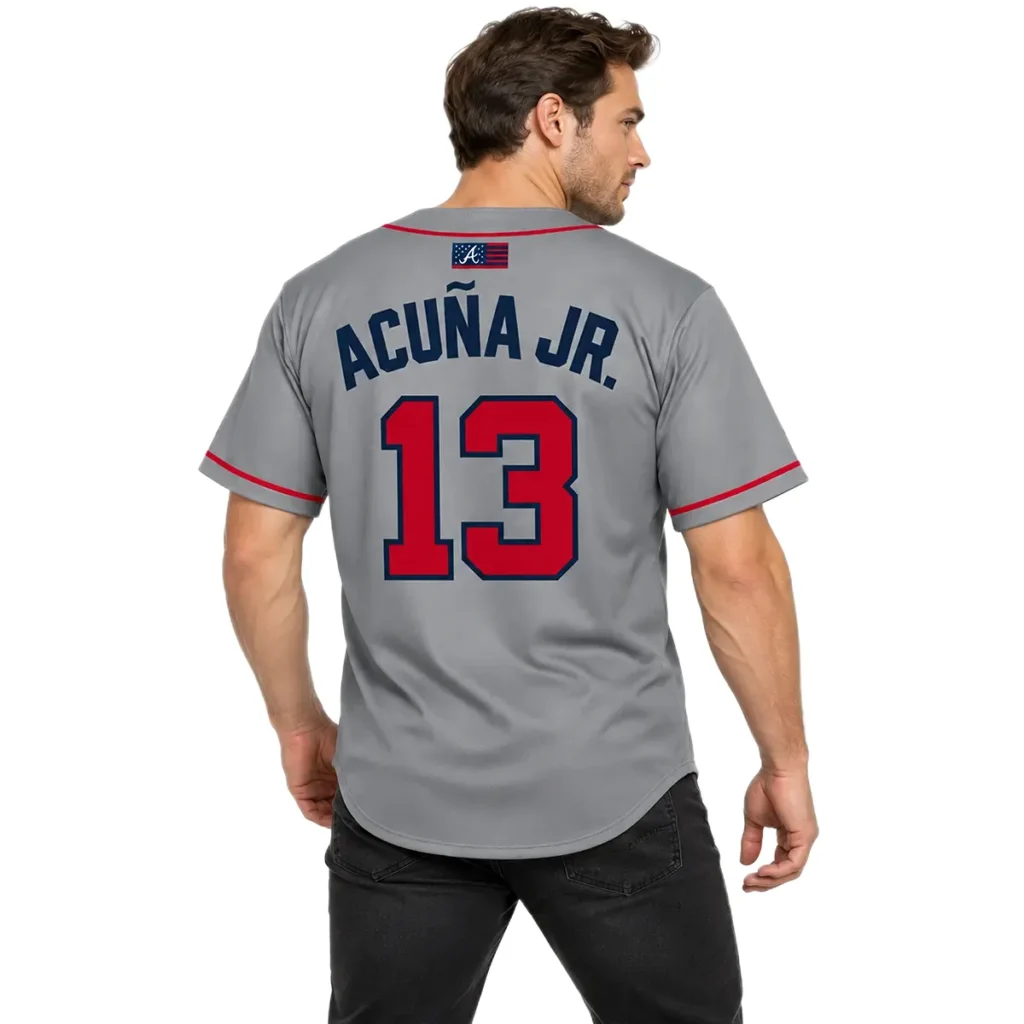 Ronald Acuna Jr. Braves Gray Jersey Vibrant MLB Road baseball style