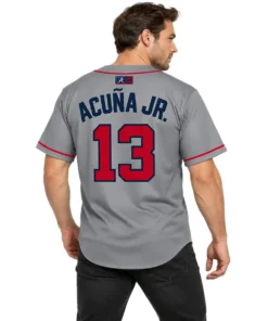 Ronald Acuna Jr. Braves Gray Jersey Vibrant MLB Road baseball style