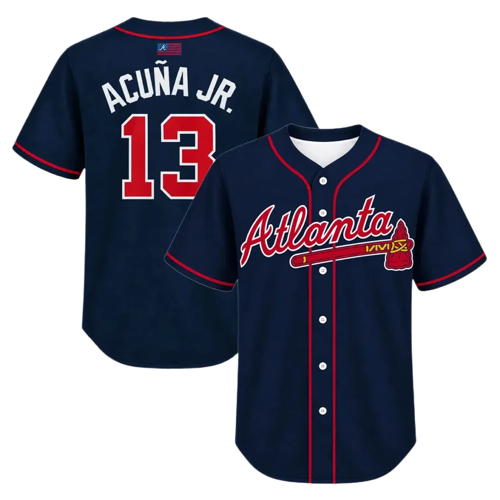 Ronald Acuna Jr. Braves Navy Jersey Vibrant Alternate MLB baseball