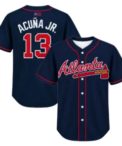 Ronald Acuna Jr. Braves Navy Jersey Vibrant Alternate MLB baseball
